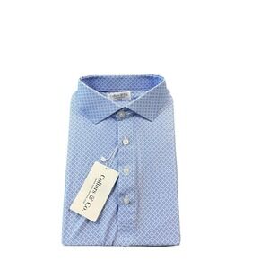 Collars & Co. Purple White Geometric Dress Collar Men's Polo Shirt Size M NWT